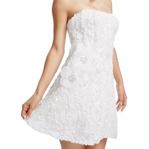 Dress the Population Strapless White Floral Dress